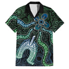 Torres Strait Islands Family Matching Off Shoulder Short Dress and Hawaiian Shirt Indigenous Australian Marine Tribal Dot Art