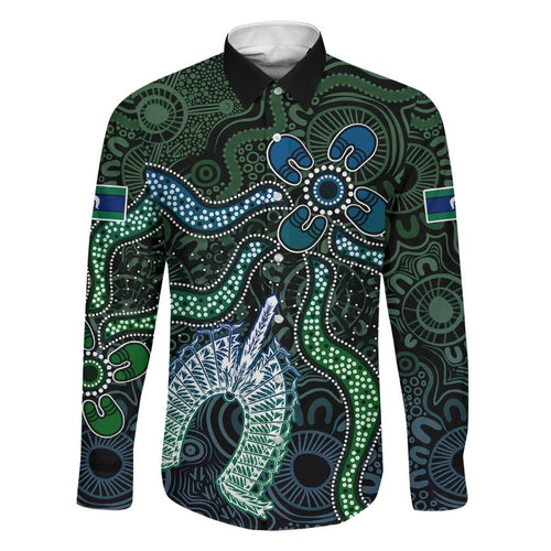 Torres Strait Islands Family Matching Off Shoulder Short Dress and Hawaiian Shirt Indigenous Australian Marine Tribal Dot Art