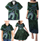 Torres Strait Islands Family Matching Puletasi and Hawaiian Shirt Indigenous Australian Marine Tribal Dot Art