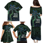 Torres Strait Islands Family Matching Puletasi and Hawaiian Shirt Indigenous Australian Marine Tribal Dot Art