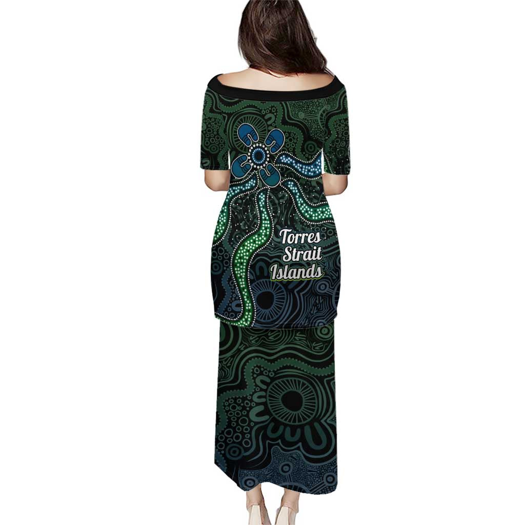 Torres Strait Islands Family Matching Puletasi and Hawaiian Shirt Indigenous Australian Marine Tribal Dot Art
