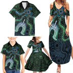 Torres Strait Islands Family Matching Summer Maxi Dress and Hawaiian Shirt Indigenous Australian Marine Tribal Dot Art