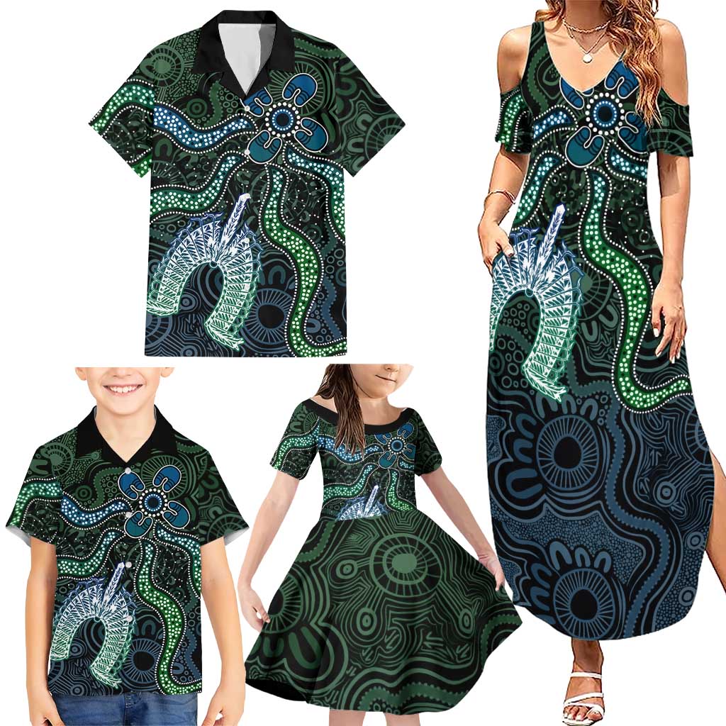 Torres Strait Islands Family Matching Summer Maxi Dress and Hawaiian Shirt Indigenous Australian Marine Tribal Dot Art