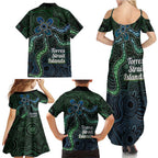 Torres Strait Islands Family Matching Summer Maxi Dress and Hawaiian Shirt Indigenous Australian Marine Tribal Dot Art