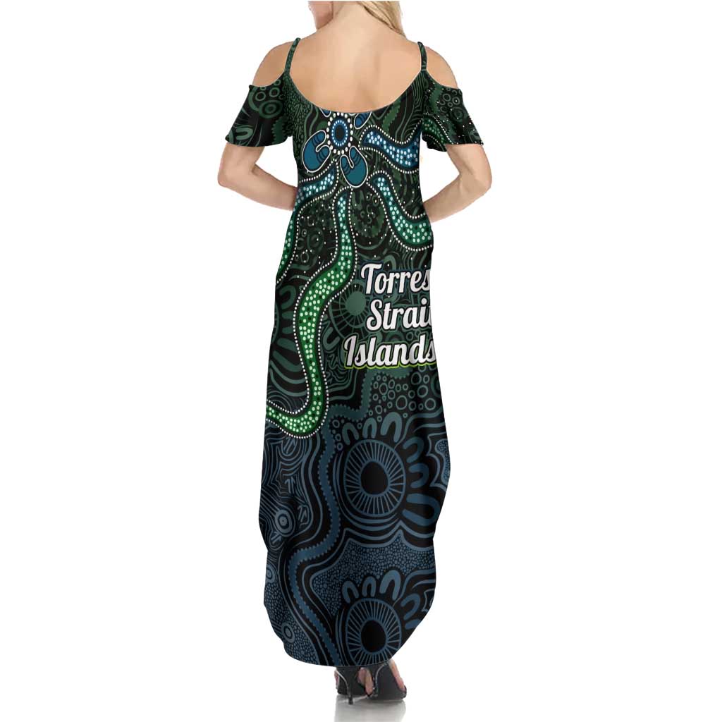 Torres Strait Islands Family Matching Summer Maxi Dress and Hawaiian Shirt Indigenous Australian Marine Tribal Dot Art