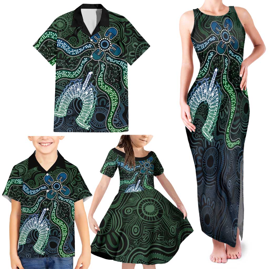Torres Strait Islands Family Matching Tank Maxi Dress and Hawaiian Shirt Indigenous Australian Marine Tribal Dot Art