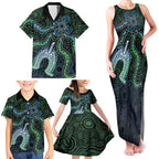 Torres Strait Islands Family Matching Tank Maxi Dress and Hawaiian Shirt Indigenous Australian Marine Tribal Dot Art