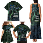 Torres Strait Islands Family Matching Tank Maxi Dress and Hawaiian Shirt Indigenous Australian Marine Tribal Dot Art