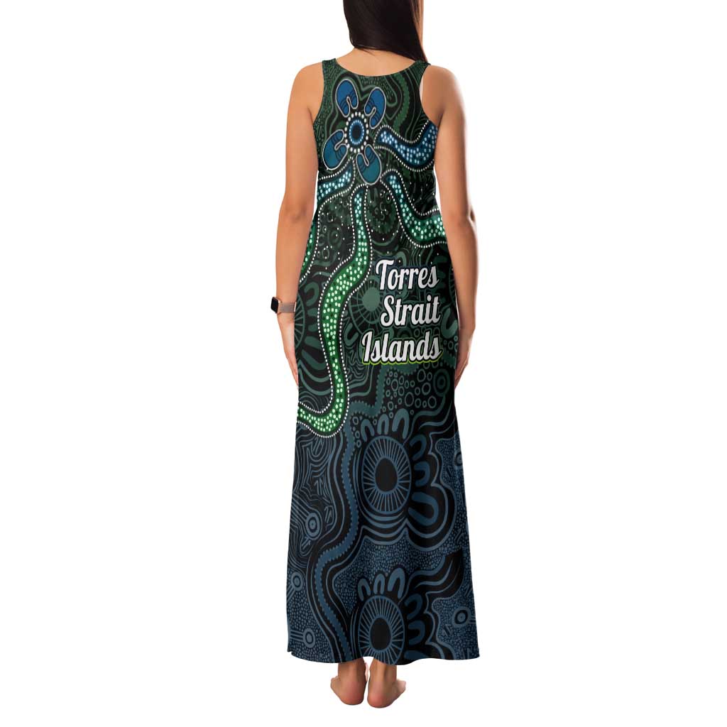 Torres Strait Islands Family Matching Tank Maxi Dress and Hawaiian Shirt Indigenous Australian Marine Tribal Dot Art