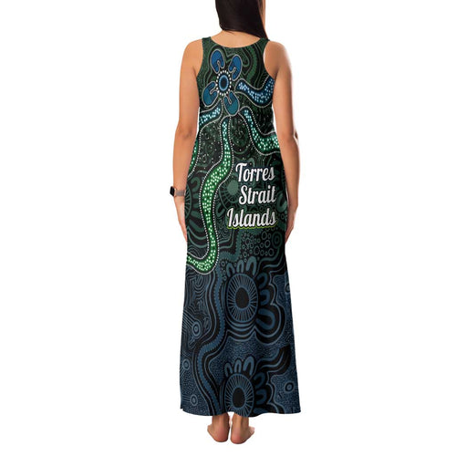 Torres Strait Islands Family Matching Tank Maxi Dress and Hawaiian Shirt Indigenous Australian Marine Tribal Dot Art