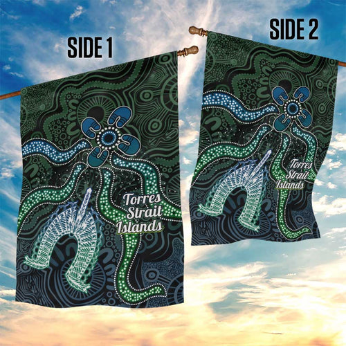 Torres Strait Islands Garden Flag Indigenous Australian Marine Tribal Dot Art