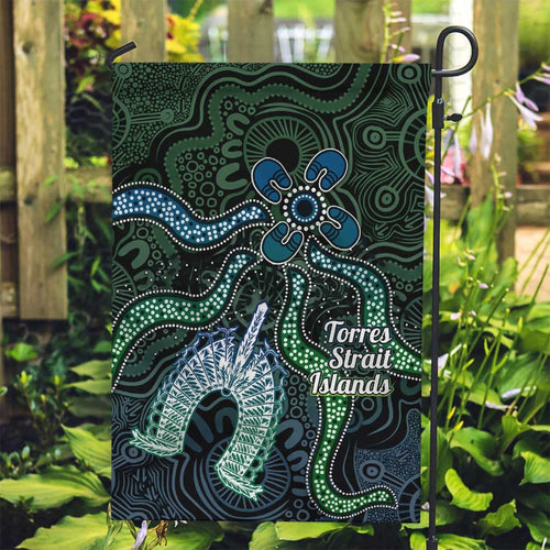Torres Strait Islands Garden Flag Indigenous Australian Marine Tribal Dot Art