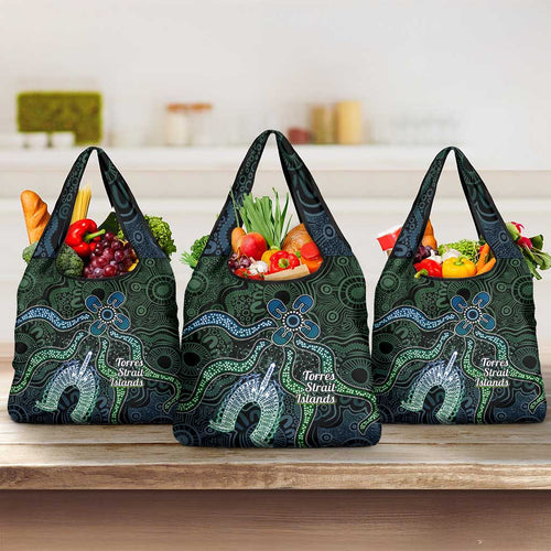 Torres Strait Islands Grocery Bag Indigenous Australian Marine Tribal Dot Art