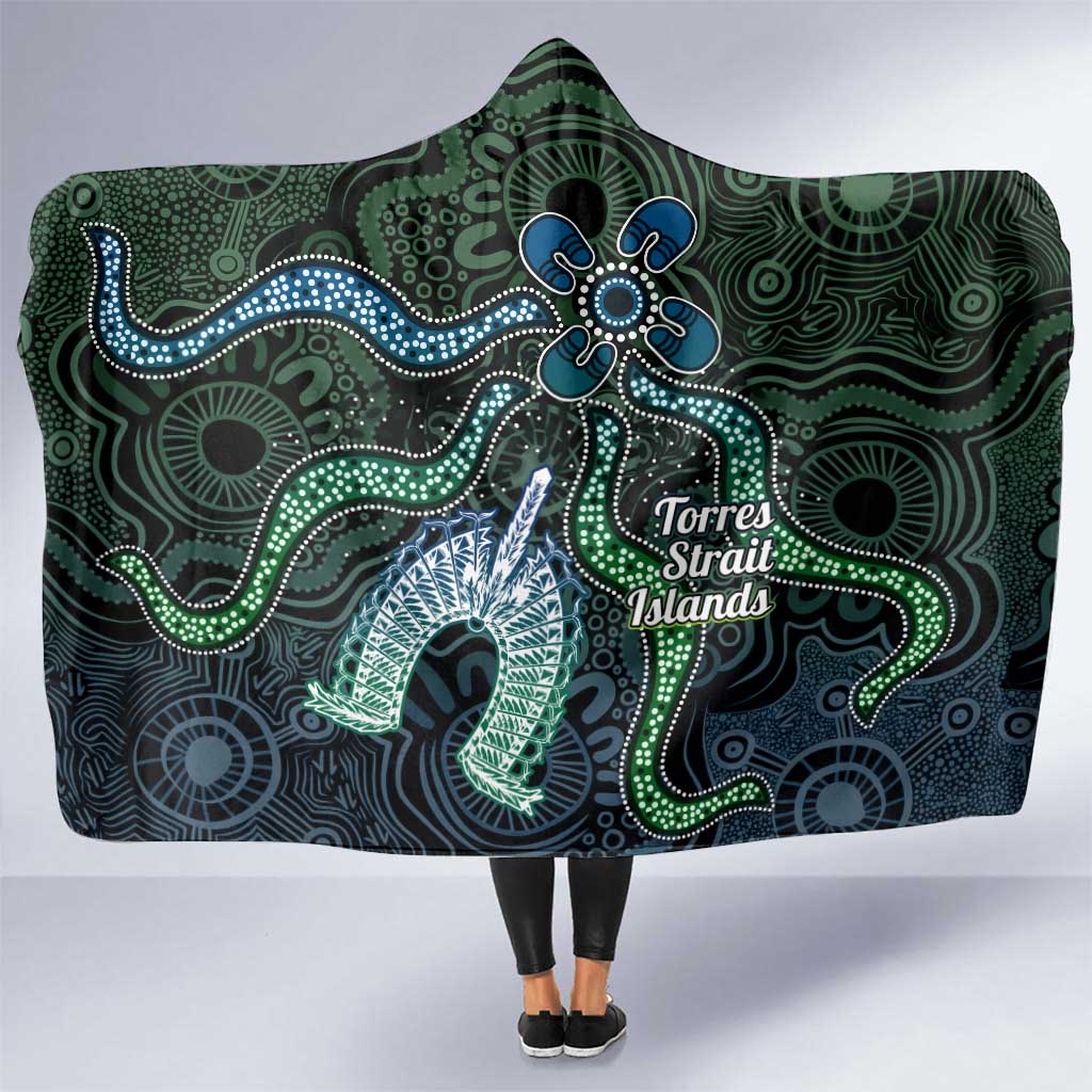 Torres Strait Islands Hooded Blanket Indigenous Australian Marine Tribal Dot Art