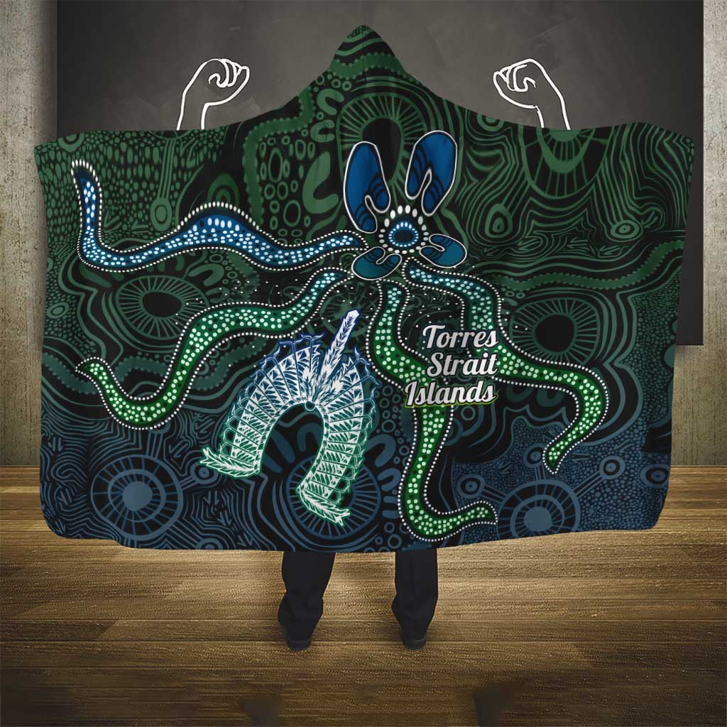Torres Strait Islands Hooded Blanket Indigenous Australian Marine Tribal Dot Art