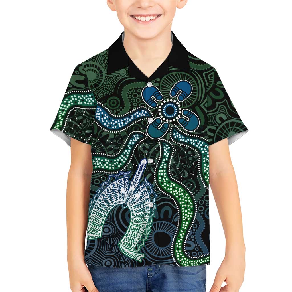 Torres Strait Islands Kid Hawaiian Shirt Indigenous Australian Marine Tribal Dot Art