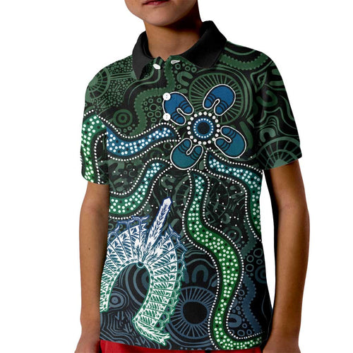 Torres Strait Islands Kid Polo Shirt Indigenous Australian Marine Tribal Dot Art