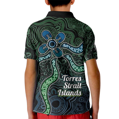 Torres Strait Islands Kid Polo Shirt Indigenous Australian Marine Tribal Dot Art