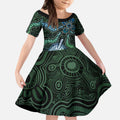 Torres Strait Islands Kid Short Sleeve Dress Indigenous Australian Marine Tribal Dot Art
