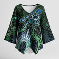 Torres Strait Islands Kimono Sleeve Blouse Indigenous Australian Marine Tribal Dot Art