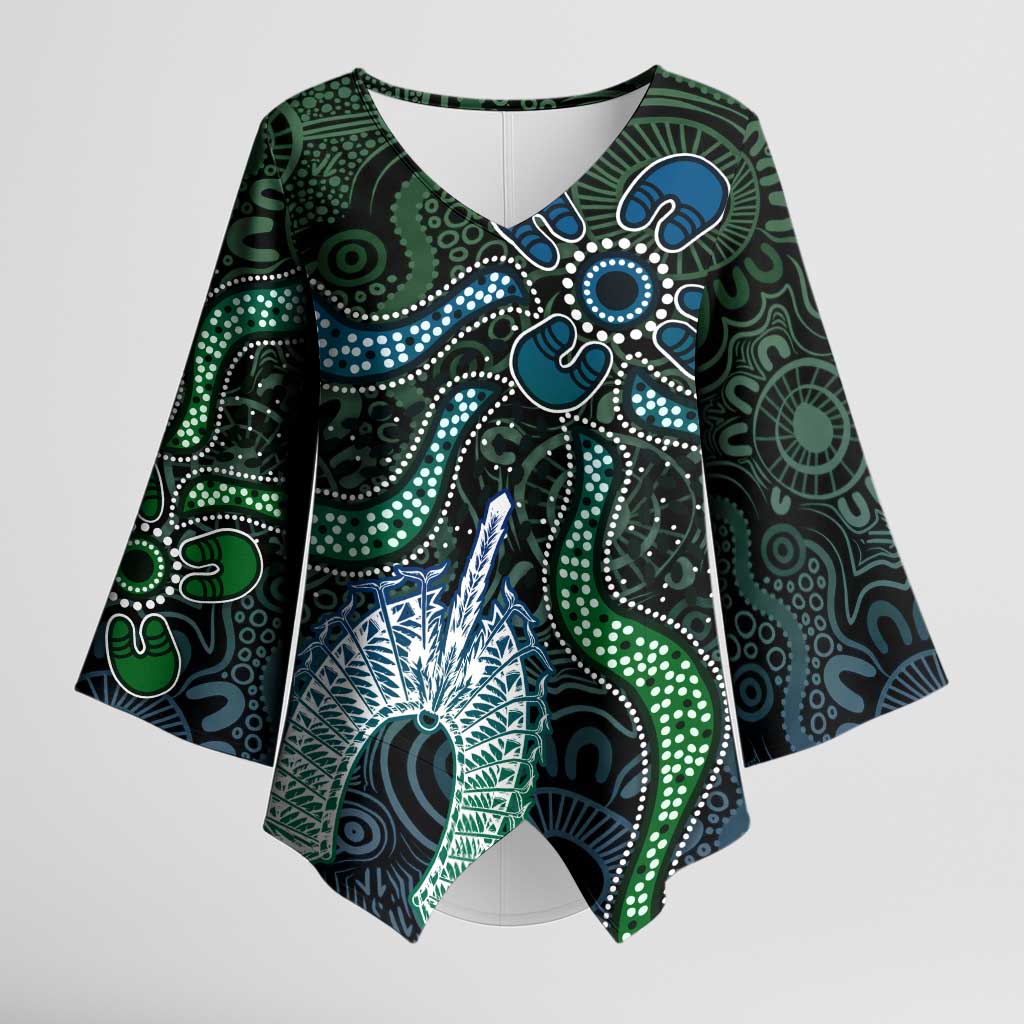 Torres Strait Islands Kimono Sleeve Blouse Indigenous Australian Marine Tribal Dot Art