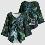 Torres Strait Islands Kimono Sleeve Blouse Indigenous Australian Marine Tribal Dot Art