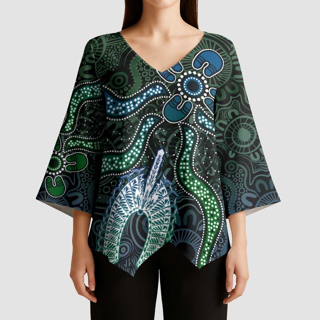 Torres Strait Islands Kimono Sleeve Blouse Indigenous Australian Marine Tribal Dot Art