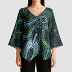Torres Strait Islands Kimono Sleeve Blouse Indigenous Australian Marine Tribal Dot Art