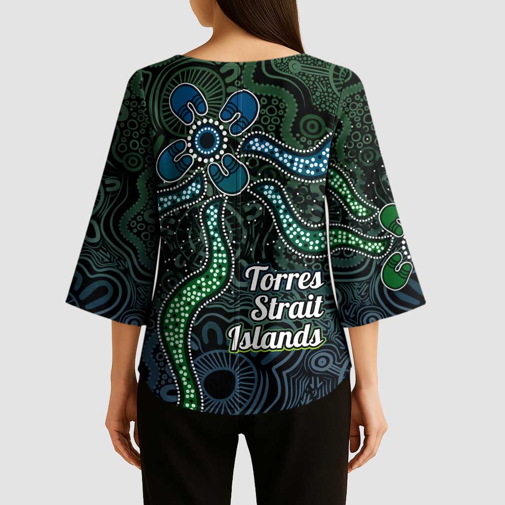 Torres Strait Islands Kimono Sleeve Blouse Indigenous Australian Marine Tribal Dot Art