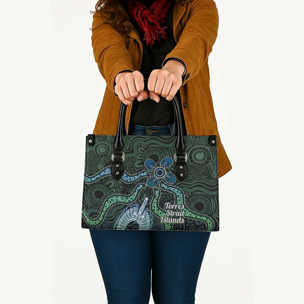 Torres Strait Islands Leather Bag Indigenous Australian Marine Tribal Dot Art
