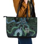 Torres Strait Islands Leather Tote Bag Indigenous Australian Marine Tribal Dot Art