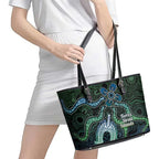Torres Strait Islands Leather Tote Bag Indigenous Australian Marine Tribal Dot Art