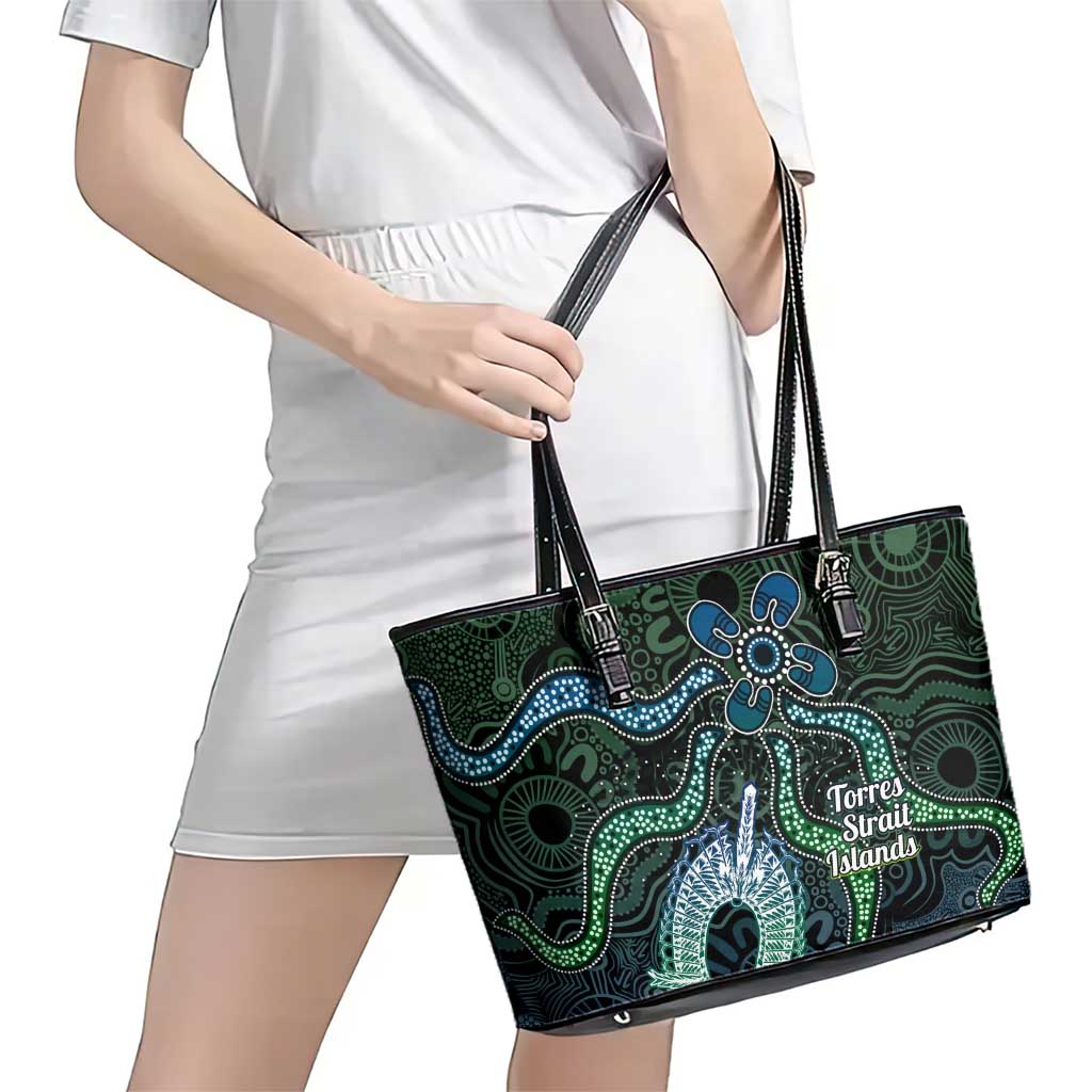 Torres Strait Islands Leather Tote Bag Indigenous Australian Marine Tribal Dot Art