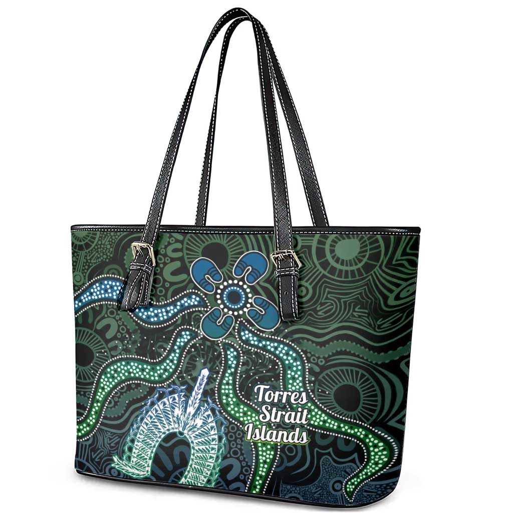 Torres Strait Islands Leather Tote Bag Indigenous Australian Marine Tribal Dot Art