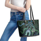 Torres Strait Islands Leather Tote Bag Indigenous Australian Marine Tribal Dot Art