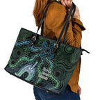 Torres Strait Islands Leather Tote Bag Indigenous Australian Marine Tribal Dot Art