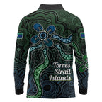 Torres Strait Islands Long Sleeve Polo Shirt Indigenous Australian Marine Tribal Dot Art