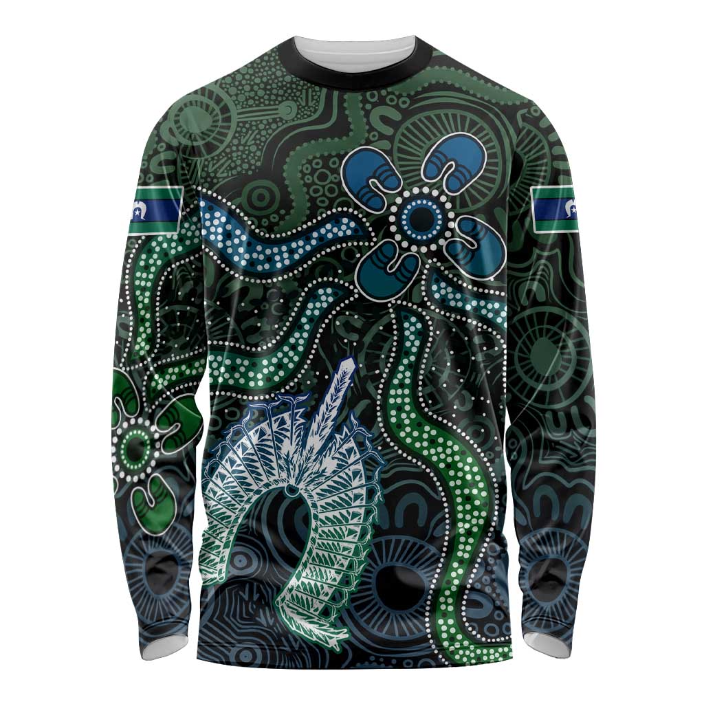 Torres Strait Islands Long Sleeve Shirt Indigenous Australian Marine Tribal Dot Art