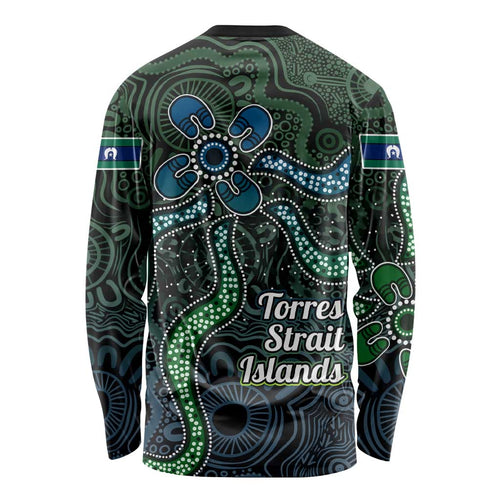 Torres Strait Islands Long Sleeve Shirt Indigenous Australian Marine Tribal Dot Art