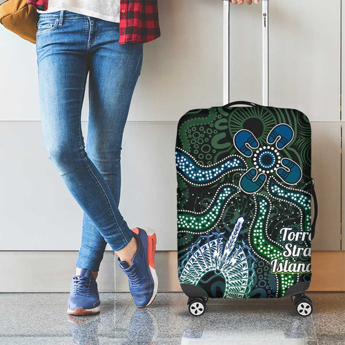 Torres Strait Islands Luggage Cover Indigenous Australian Marine Tribal Dot Art