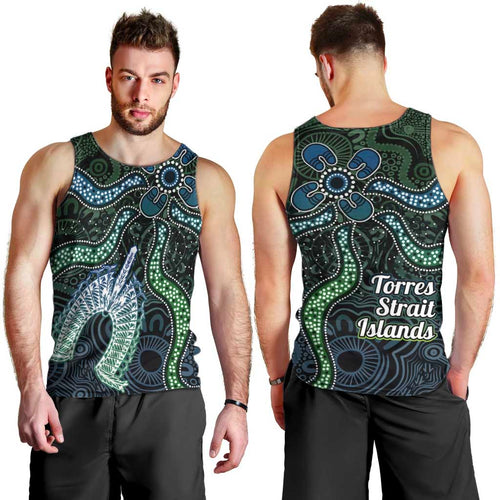 Torres Strait Islands Men Tank Top Indigenous Australian Marine Tribal Dot Art