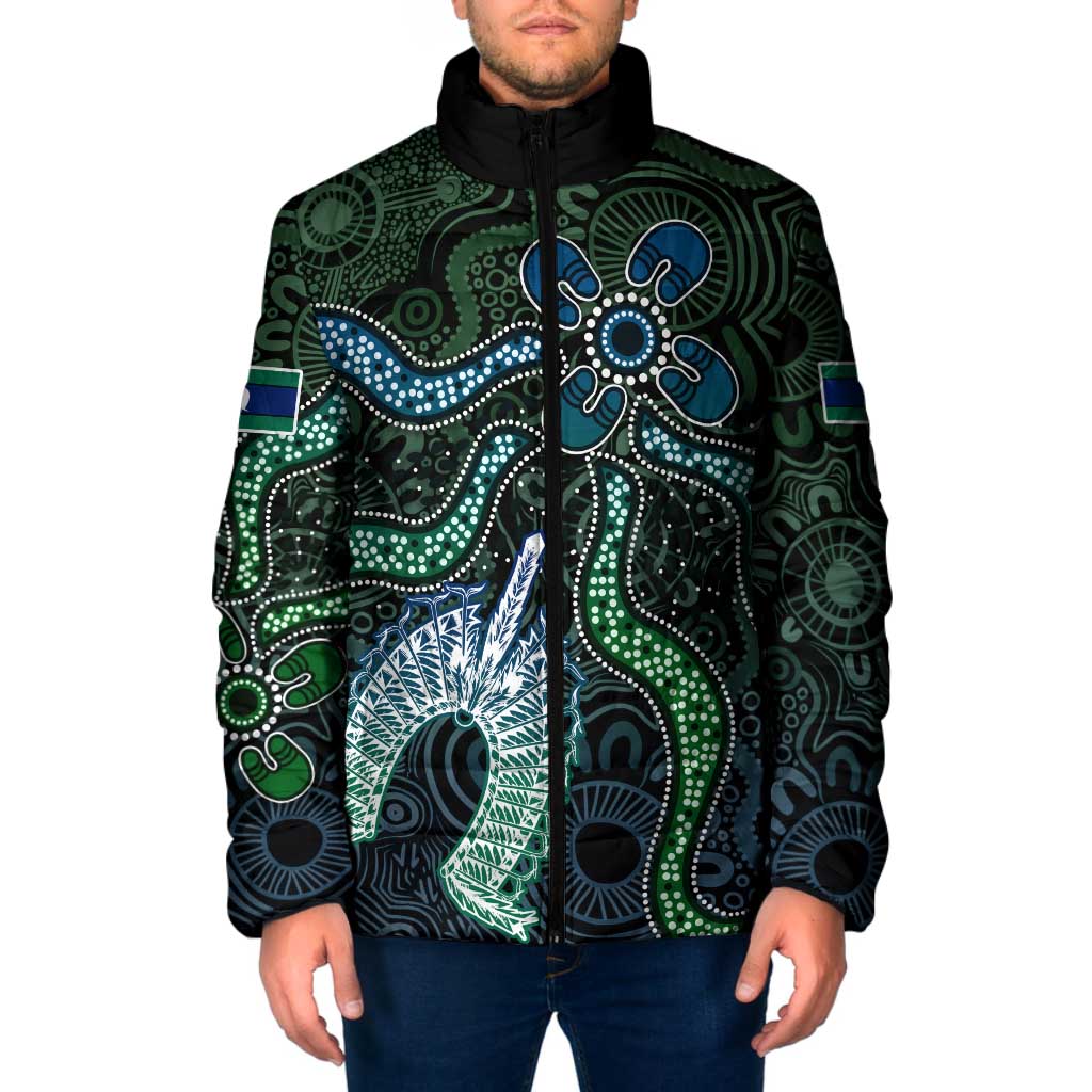 Torres Strait Islands Padded Jacket Indigenous Australian Marine Tribal Dot Art