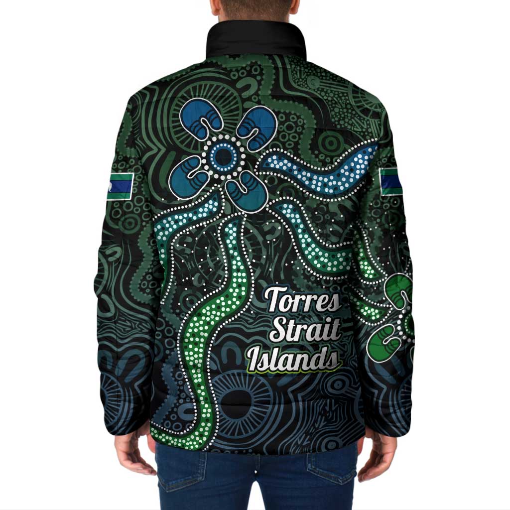 Torres Strait Islands Padded Jacket Indigenous Australian Marine Tribal Dot Art