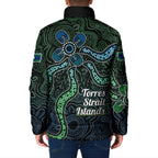 Torres Strait Islands Padded Jacket Indigenous Australian Marine Tribal Dot Art