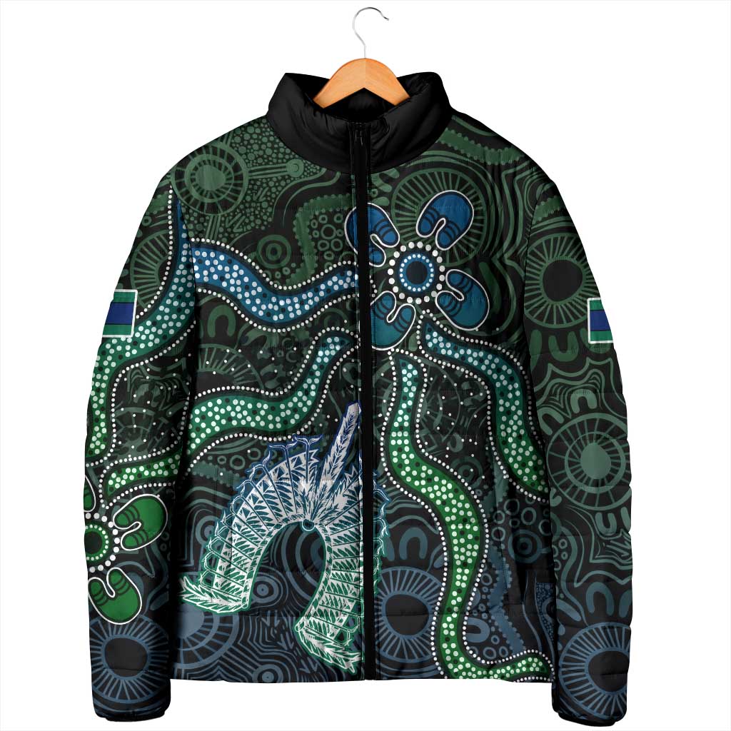Torres Strait Islands Padded Jacket Indigenous Australian Marine Tribal Dot Art