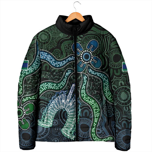 Torres Strait Islands Padded Jacket Indigenous Australian Marine Tribal Dot Art