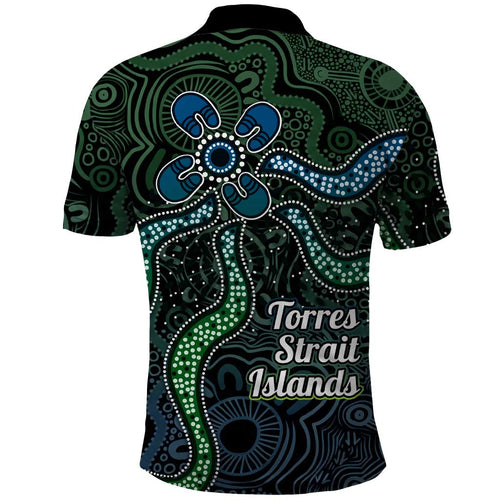 Torres Strait Islands Polo Shirt Indigenous Australian Marine Tribal Dot Art