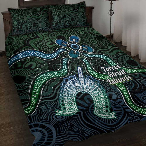 Torres Strait Islands Quilt Bed Set Indigenous Australian Marine Tribal Dot Art