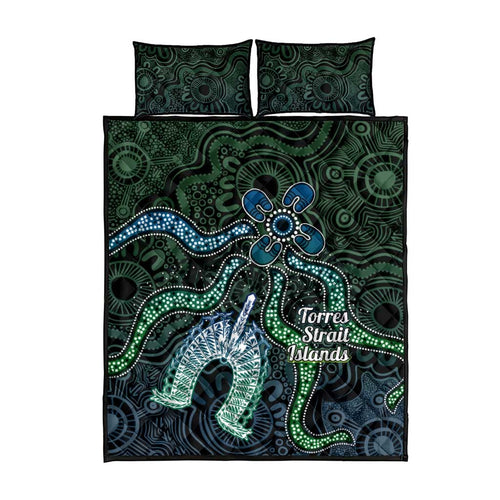 Torres Strait Islands Quilt Bed Set Indigenous Australian Marine Tribal Dot Art