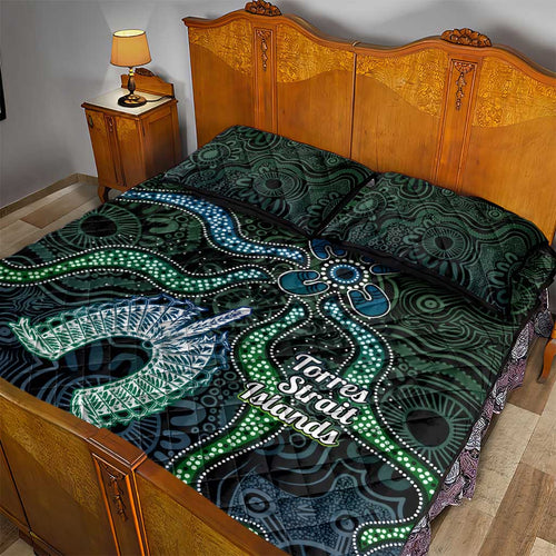 Torres Strait Islands Quilt Bed Set Indigenous Australian Marine Tribal Dot Art